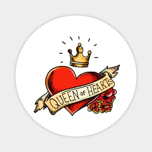 Queen of Hearts Old Tattoo Concept with Roses Magnet